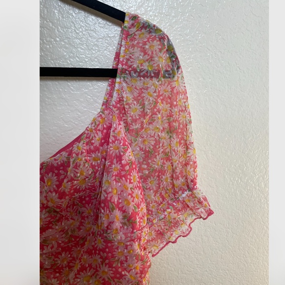 Coquette Floral Puff Sleeve Chic Girly Modern Party Work Summer Chic Blouse Top - Picture 4 of 6